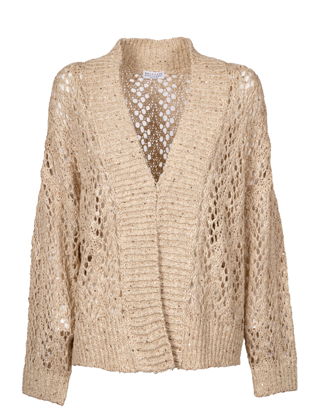 shop BRUNELLO CUCINELLI Saldi Cardigan: Brunello Cucinelli cardigan in lino e seta.
Maniche lunghe.
Spalla abbassata.
Fondo e polsini in maglia a costina.
Paillettes.
Composizione: 54%Lino 46%Seta.
Made in Italy.. MCK386606-C1720 number 2372083